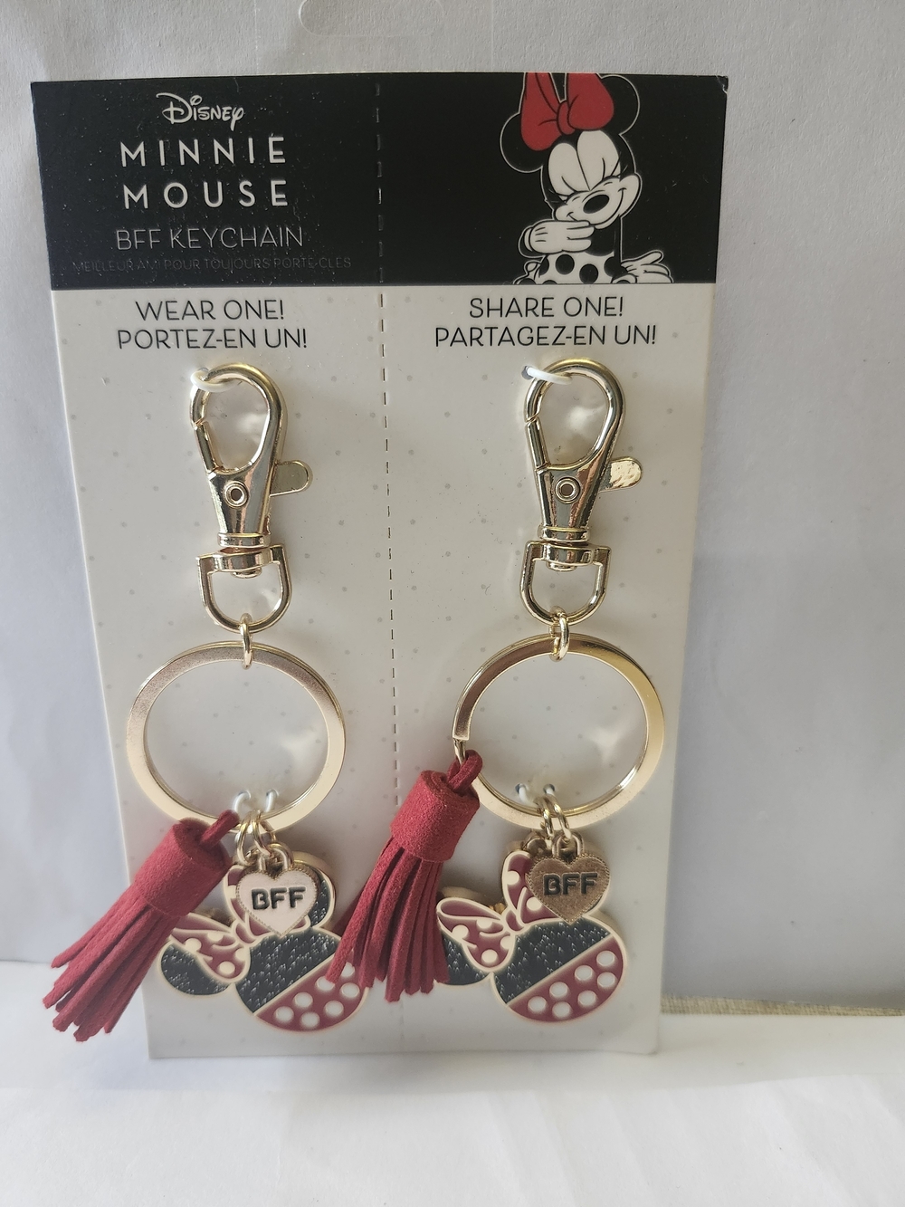 Disney Minnie Mouse BFF Keychain Pair - Red and Gold